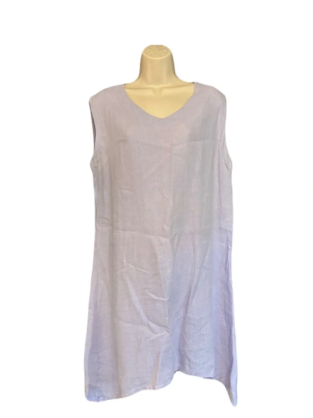 Bryn Walker Lavender Linen Sleeveless Tunic Dress L A-Line High Low Hem USA Boho